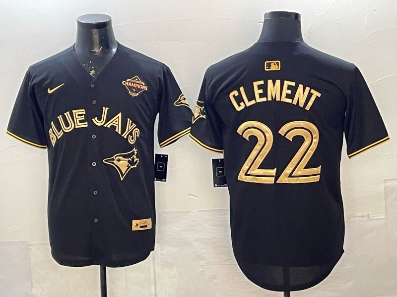 Men Toronto Blue Jays #22 Clement Black Gold 2026 Nike Game MLB Jersey 002